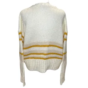 Leche Cream‎ Gold Striped Loose Knit Long Sleeve Sweater L Large Soft Preppy thumbnail 3