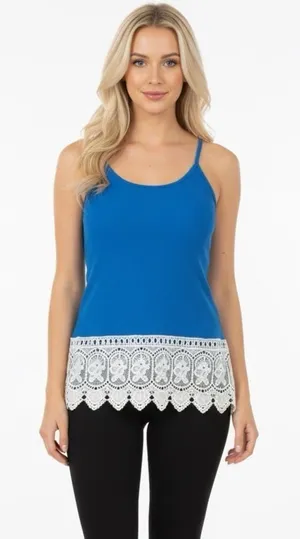 Wishful Park Blue Top with lace hem size medium thumbnail 1