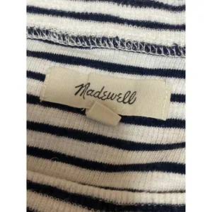Madewell Women's Black White Striped Ribbed Knit Crew Neck Long Sleeve Top Sz S thumbnail 3