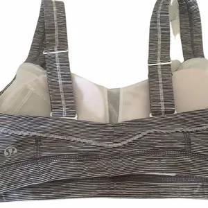 Lululemon grey and white stripped wide straps yoga sport bra size 4 ta ta tamer thumbnail 2
