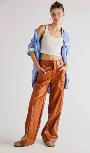 Free People Star-Crossed Lovers Vegan Straight-Leg Pants Size 14.B20 thumbnail 1