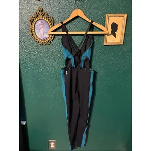 Free People Movement Ticket To Paradise Jumpsuit Size XS Black Blue thumbnail 4