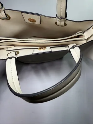 nanette lepore Cream faux Leather Satchel with Floral Scarf Accent thumbnail 6