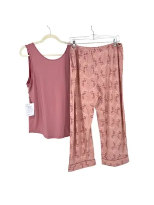Pajamagram Pink Heart Dove Print Tank Top Pajama Pants Set Size Large NWT thumbnail 7