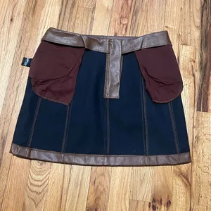 Olivaceus Brown Faux Leather Mini Skirt Size L thumbnail 4