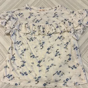 Rebecca Taylor Women’s Blue Floral Ruffle Sleeve Top - Size XS thumbnail 1