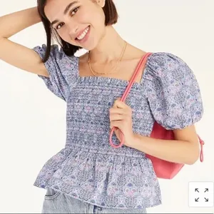 J. Crew Smocked Square-neck Cotton Top In Liberty Club Nouveau Floral Pr… thumbnail 2