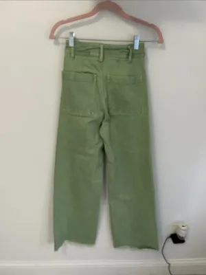 Zara Marine Straight Wide Leg Jeans Green thumbnail 5