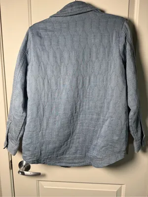 JACHS Girlfriend Blue Quilted Chambray Denim Jacket thumbnail 6