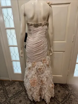 Mac Duggal Strapless Blush Pink Floral Ruffle Mermaid Gown Size 8 thumbnail 8