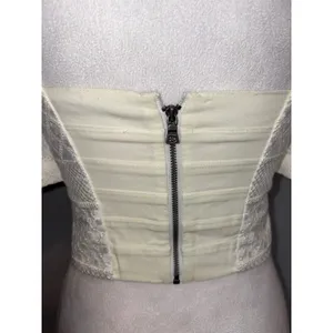 Alice + Olivia‎ White Eyelet Lace Crop Top Puff Sleeve Lace Up likely size XS thumbnail 6