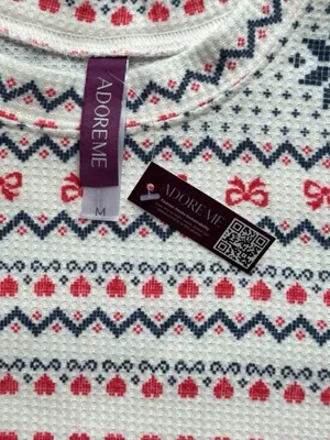 Adore Me Fair Isle Thermal Pajama Set Medium NWT/NWOT Holiday Waffle Knit thumbnail 6