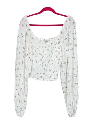 new Billabong ⚘ Love Somebody Cropped Bustier Top ⚘ Crisp White Floral ⚘ Small thumbnail 6