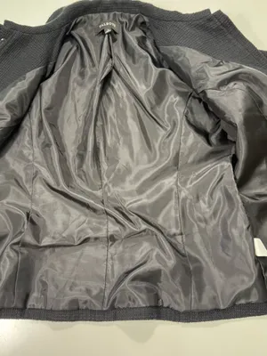 Talbots 100% Cotton Black Zip-Front Textured Blazer Size 6 thumbnail 5