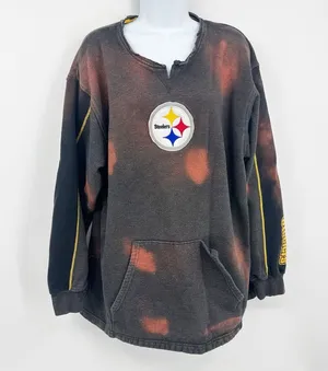 NFL Pittsburgh Steelers Custom Bleach Splatter Sweatshirt Size Large Football thumbnail 1