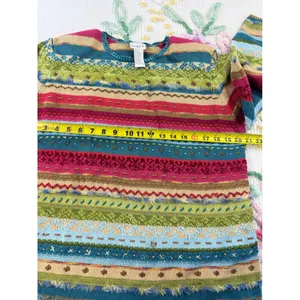 Koret Womens XL Multi-Color Striped Fair‎ Isle Eyelash Texture Knit Sweater thumbnail 5