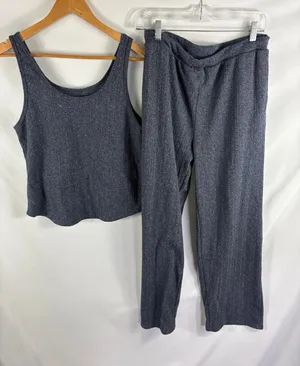 Live 2 Lounge Grey Knit Two Piece Tank Pant Lounge Set Size Large thumbnail 1