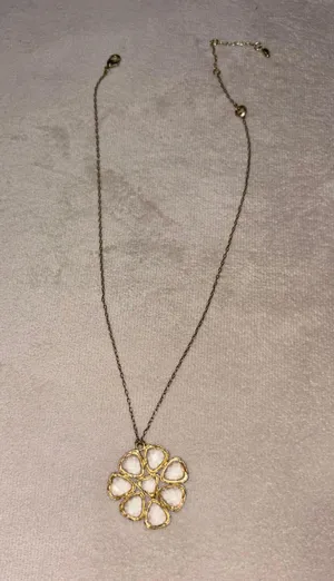 Anthropologie Blooming Mosaic Flower Pendant Necklace thumbnail 1