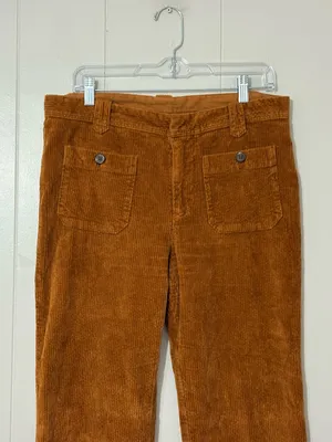 Free People Mid Rise Corduroy Flare Pants Rust Brown Size 8 thumbnail 2