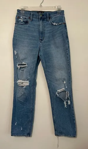 Abercrombie & Fitch Ultra‎ High Rise Mom Jeans Distressed Size 28 thumbnail 1