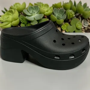 Crocs Siren Clog‎ Women Black Platform Block Heel Mule Sandals Size 12 thumbnail 3