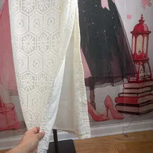 NEW APRICOT crochet lace maxi skirt with split in off white thumbnail 8