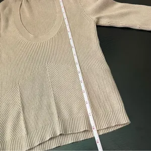 ✨ Abercrombie & Fitch Scoop Neck Ribbed Knit‎ Sweater Tan Neutral Small thumbnail 10