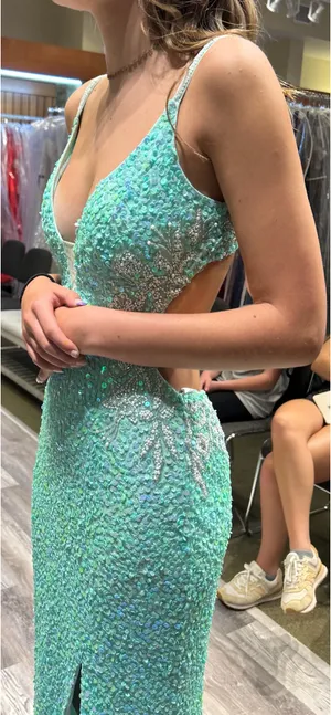 Primavera Couture Mint green prom dress thumbnail 3