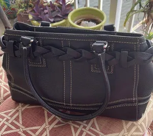 EUC Coach Authentic Hampton braided trim tassel satchel leather shoulder bag thumbnail 4