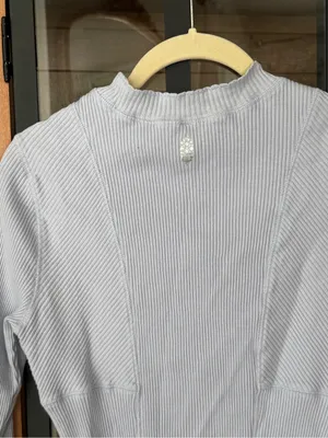 FP Movement Laura long sleeve tee halogen blue mock neck pastel ribbed knit thumbnail 5