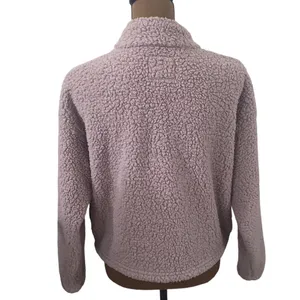American Eagle fuzzy Sherpa quarter zip cinch waist cropped pullover size S thumbnail 2