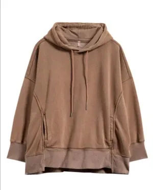 Free People Movement XS Oversized Hoodie Taupe Athleisure Boho Lounge Sweatshirt thumbnail 1