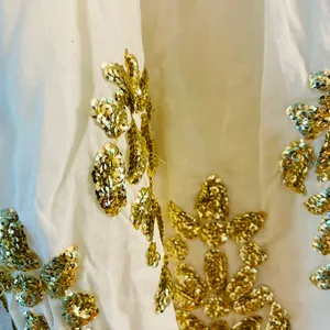 Anthropologie Cream and Gold Embellished Blouse thumbnail 3