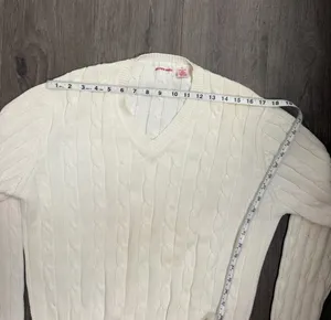 Saks Fifth Avenue Women’s Ivory Cable Knit Sweater Pullover Sz XL 100% Cotton thumbnail 5