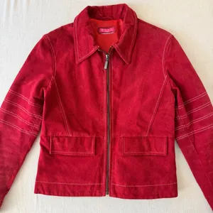 Olly London Moto Suede Zip Front Jacket Women Small Red thumbnail 10