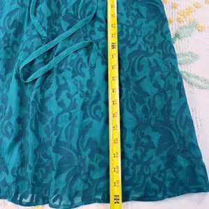 Moulinette Soeurs anthropologie Teal‎ Lace Overlay Flutter Sleeve 14 dress thumbnail 4