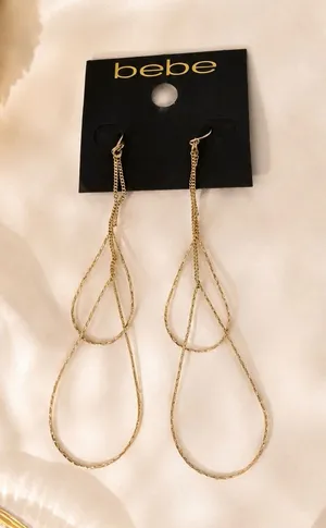 bebe Gold Multi-Loop Drop Earrings light elegant dangle preppy gift thumbnail 1