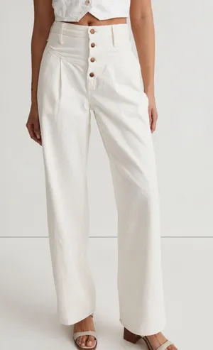 Madewell Cream High-Rise SuperWide-Leg Jeans with Button-Front Size-29 Quiet Lux thumbnail 1