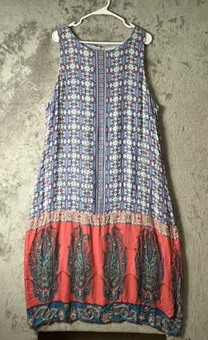 Sundance‎ Sleeveless Border Print Midi Dress Size 16 Boho Folk Art Lagenlook thumbnail 1