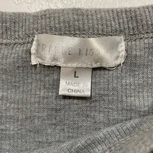 Orange Kiss Boston Ribbed Baby Tee Gray Short Sleeve Fitted Top Size L thumbnail 5