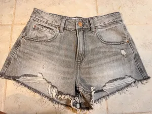 Garage Denim Festival Shorts Gray Distressed High Waisted‎ Raw Hem Size 1 25 thumbnail 1