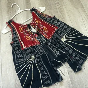 Free People Tank Top printed flowy crop womens Navy Blue (xsmall) boho colorful thumbnail 4