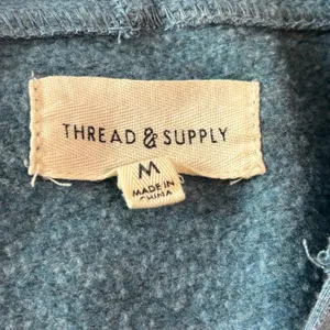 Thread & Supply Womens Blue Fusion Heather V-Neck Hoodie Sweatshirt Medium T2034 thumbnail 2