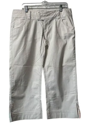American Eagle Jeans Women Size 10 Wide Leg Crop Stretch White Classic‎ Preppy thumbnail 1