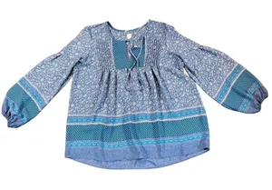 Gap Women’s Floral Blue Boho Peasant Blouse Size Medium thumbnail 1