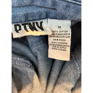 Vintage PTKV Denim Sewing Quilting Patchwork Button Down Shirt Blue Medium‎ thumbnail 3