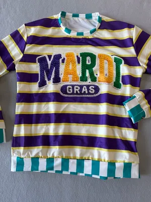 Men’s / Women’s Mardi Gras Long Sleeve Striped Top Size S #260760 thumbnail 2