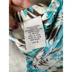 Tropical Resort Halter Dress Ruched A-Line Island Vacation Beach Coastal Chic S thumbnail 5