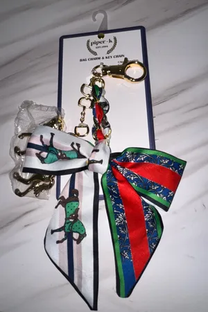 Piper K Horse Bag Charm Keychain | Luxury Scarf Horse & Tassel Viral thumbnail 1