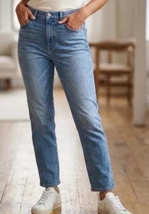 Madewell Stovepipe High Rise Straight‎ Leg Jeans Blue Denim 28T thumbnail 1